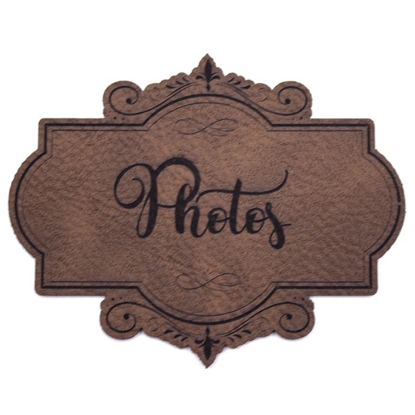 Etiquette de type Vintage en cuir avec le mot Photos SCRAPMOUSET