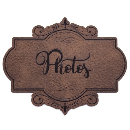 Etiquette de type Vintage en cuir avec le mot Photos SCRAPMOUSET