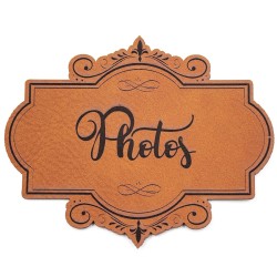 Etiquette de type Vintage en cuir avec le mot Photos SCRAPMOUSET