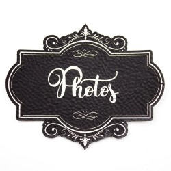 Etiquette de type Vintage en cuir avec le mot Photos SCRAPMOUSET