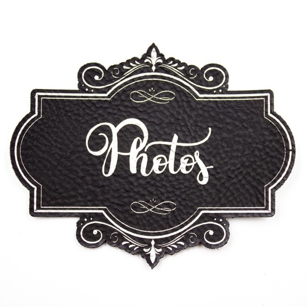Etiquette de type Vintage en cuir avec le mot Photos SCRAPMOUSET